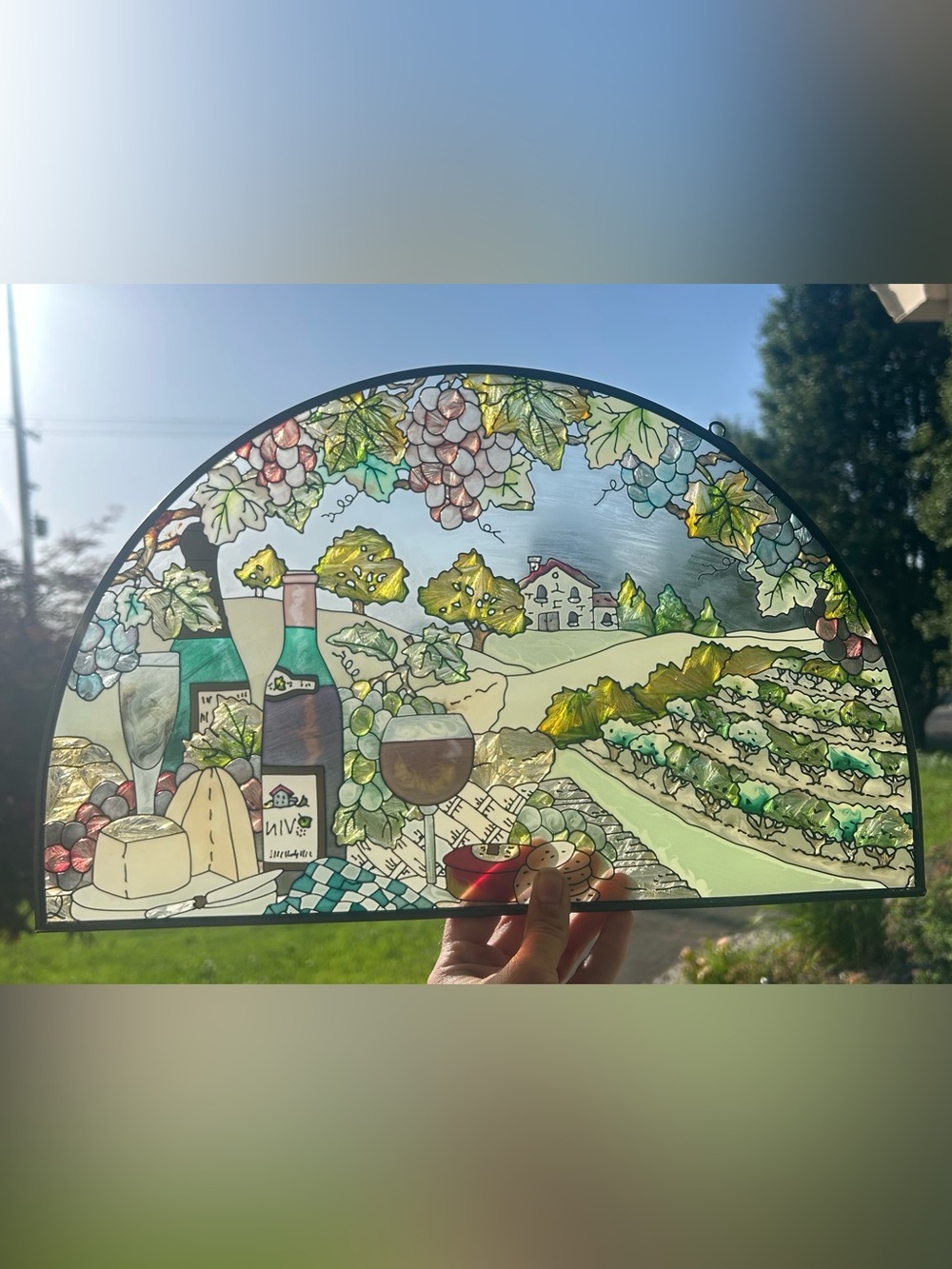 Vintage Joan Baker Designs Hand-Painted Glass Suncatcher